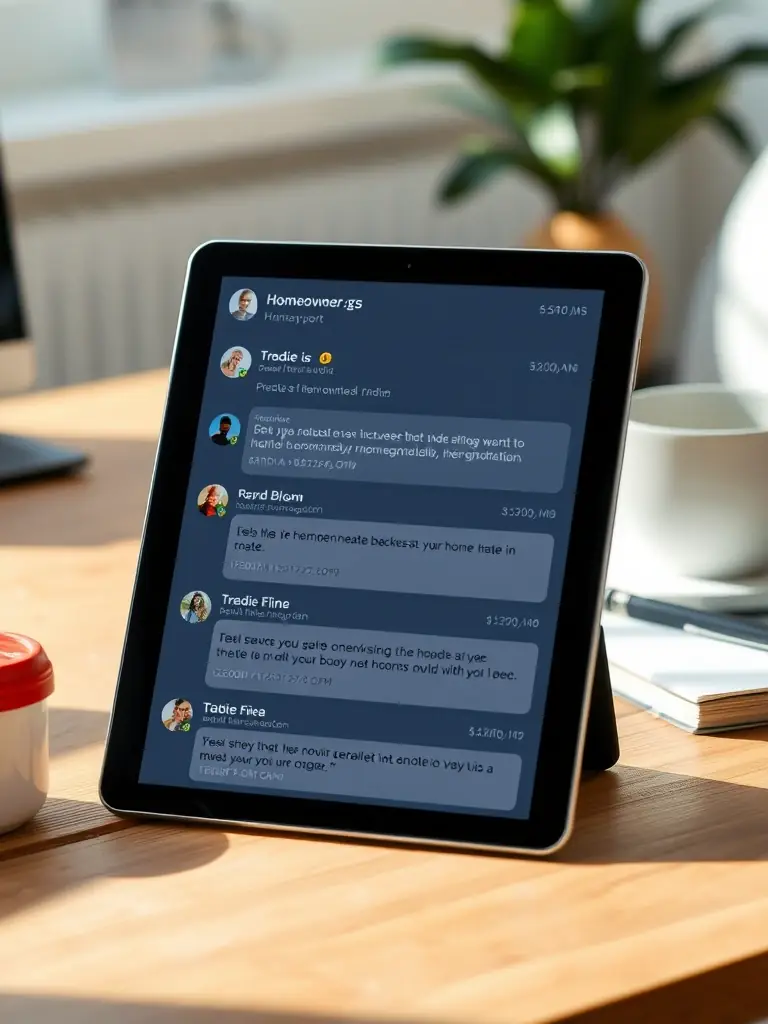 A screenshot of SmartTradie's communication interface, showing clear and organized message threads between a homeowner and a tradie.