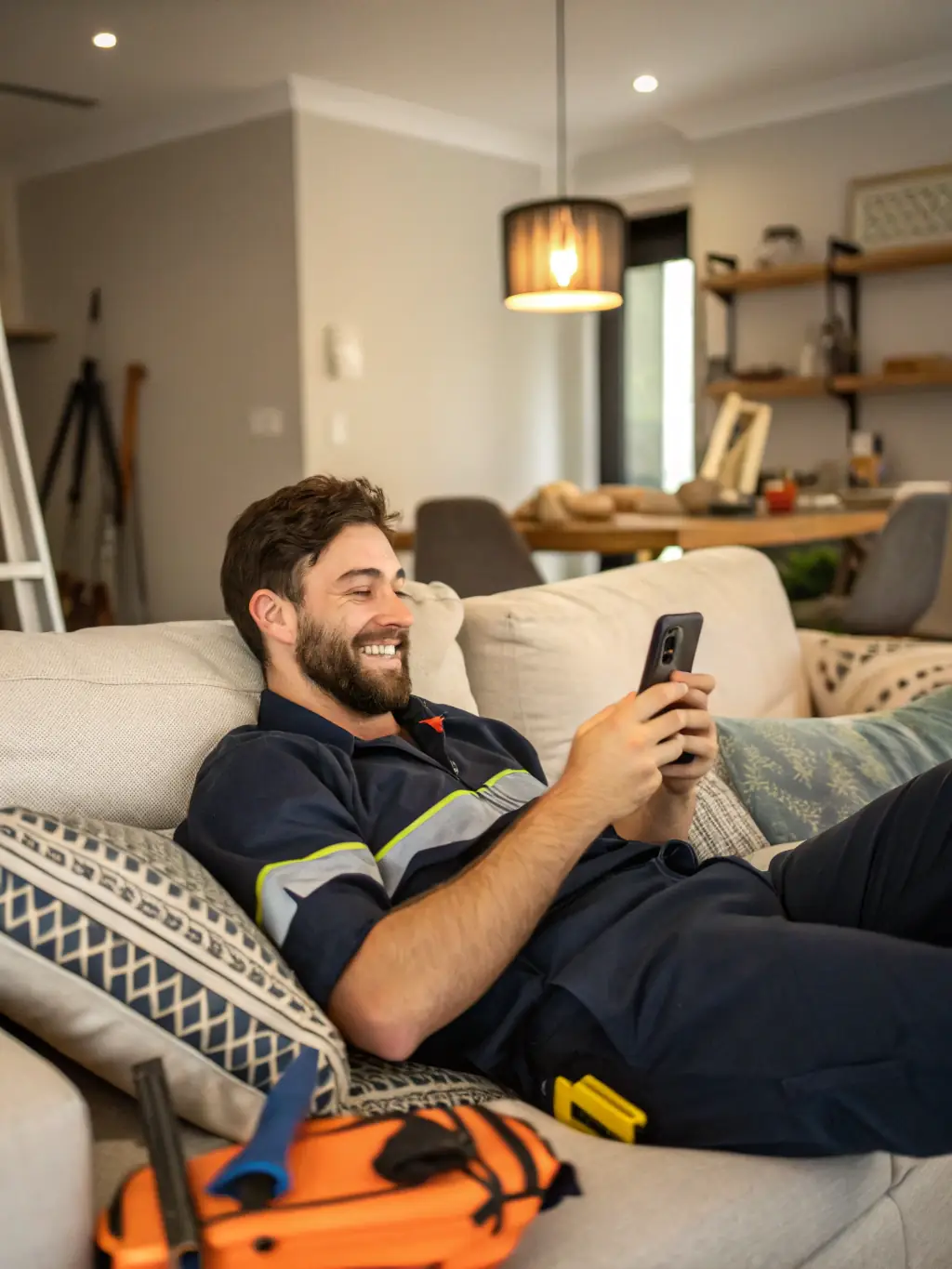 A homeowner easily communicating with a tradie through the Smart Tradie app, showing the streamlined communication and transparency the platform offers.